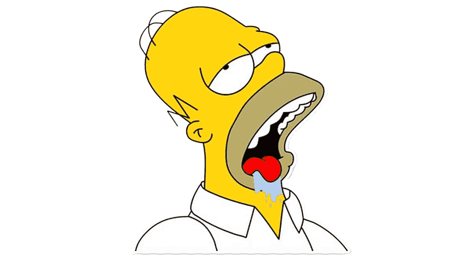 Homer Simpson drooling with mouth wide open