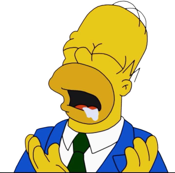 Homer Simpson in blue suit drooling
